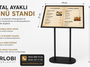 metal ayaklı menü standı