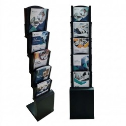 Siyah Metal Zigzag Portatif Broşürlük - Çantalı